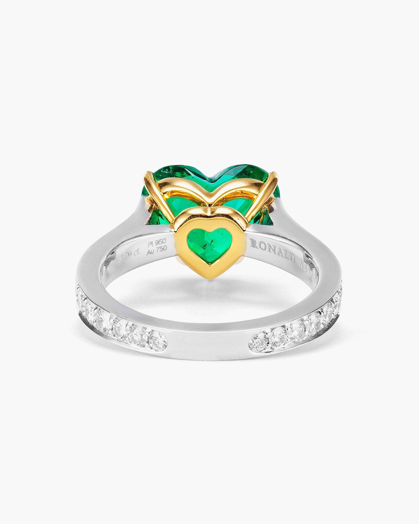 3.09 carat Heart Shape Colombian Emerald and Diamond Ring