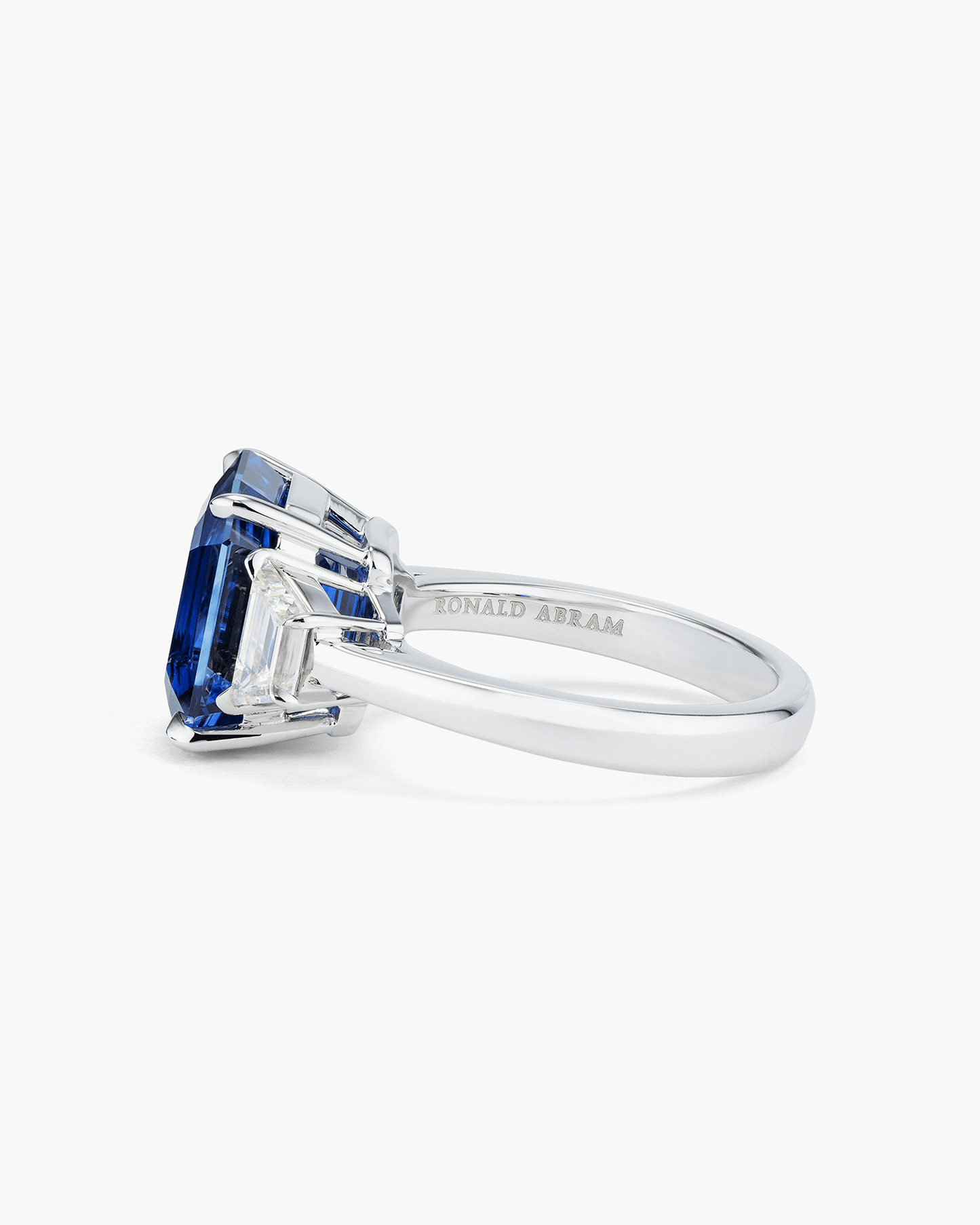 7.25 carat Emerald Cut Ceylon Sapphire and Diamond Ring