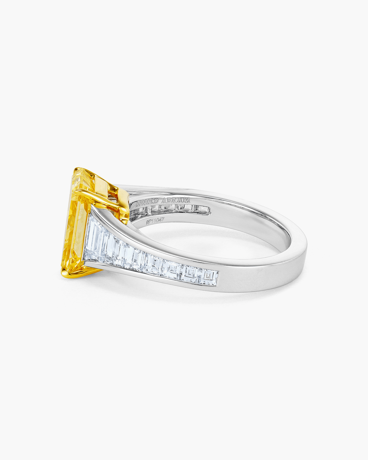 2.54 carat Radiant Cut Yellow and White Diamond Ring