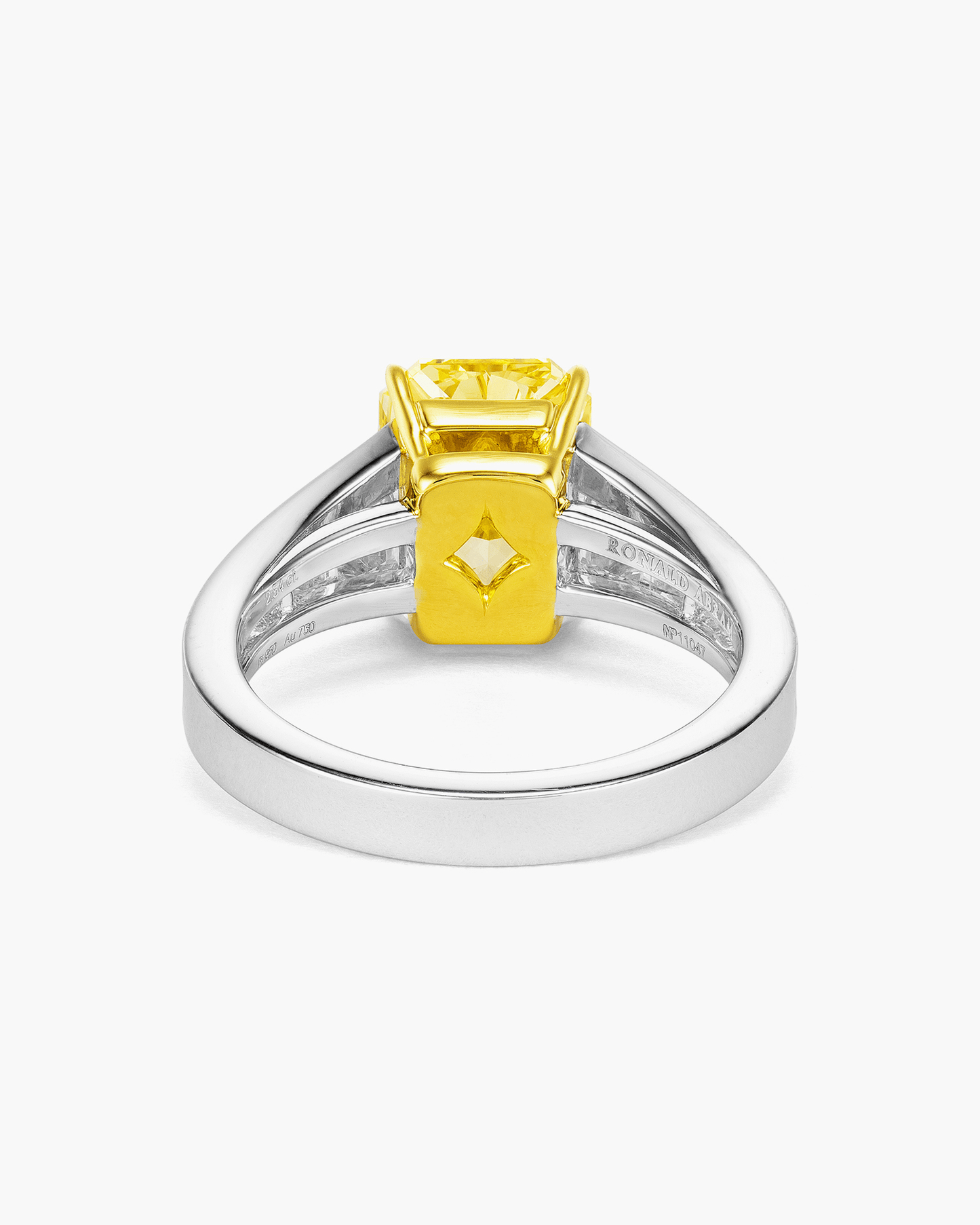 2.54 carat Radiant Cut Yellow and White Diamond Ring