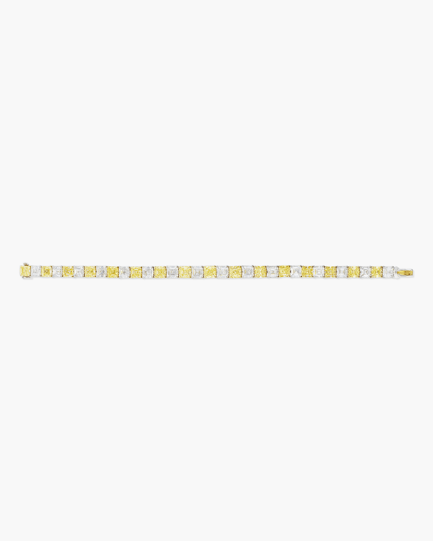 Asscher Cut Yellow and White Diamond Bracelet