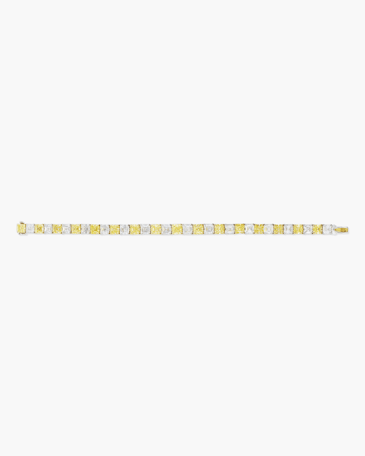 Asscher Cut Yellow and White Diamond Bracelet
