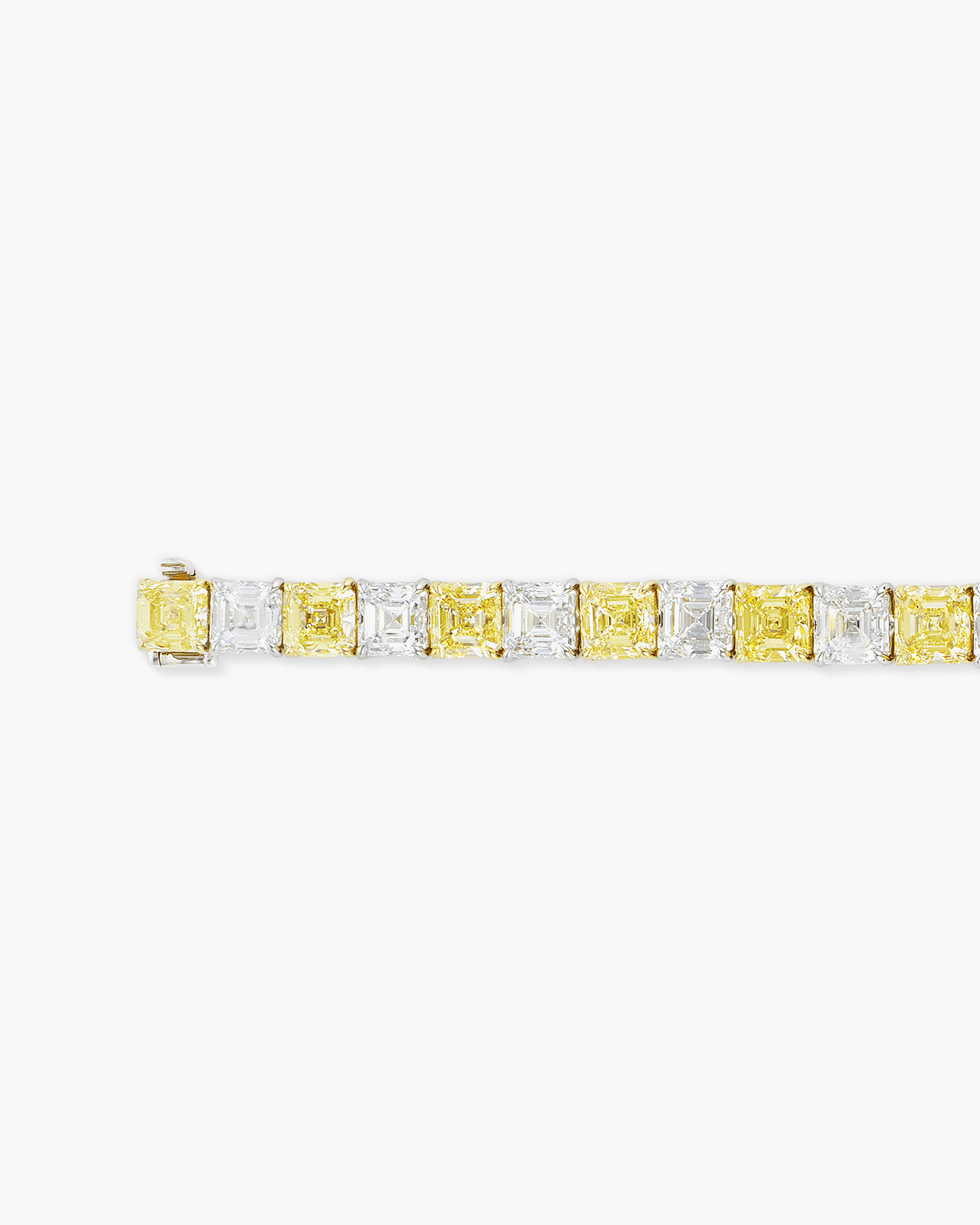 Asscher Cut Yellow and White Diamond Bracelet