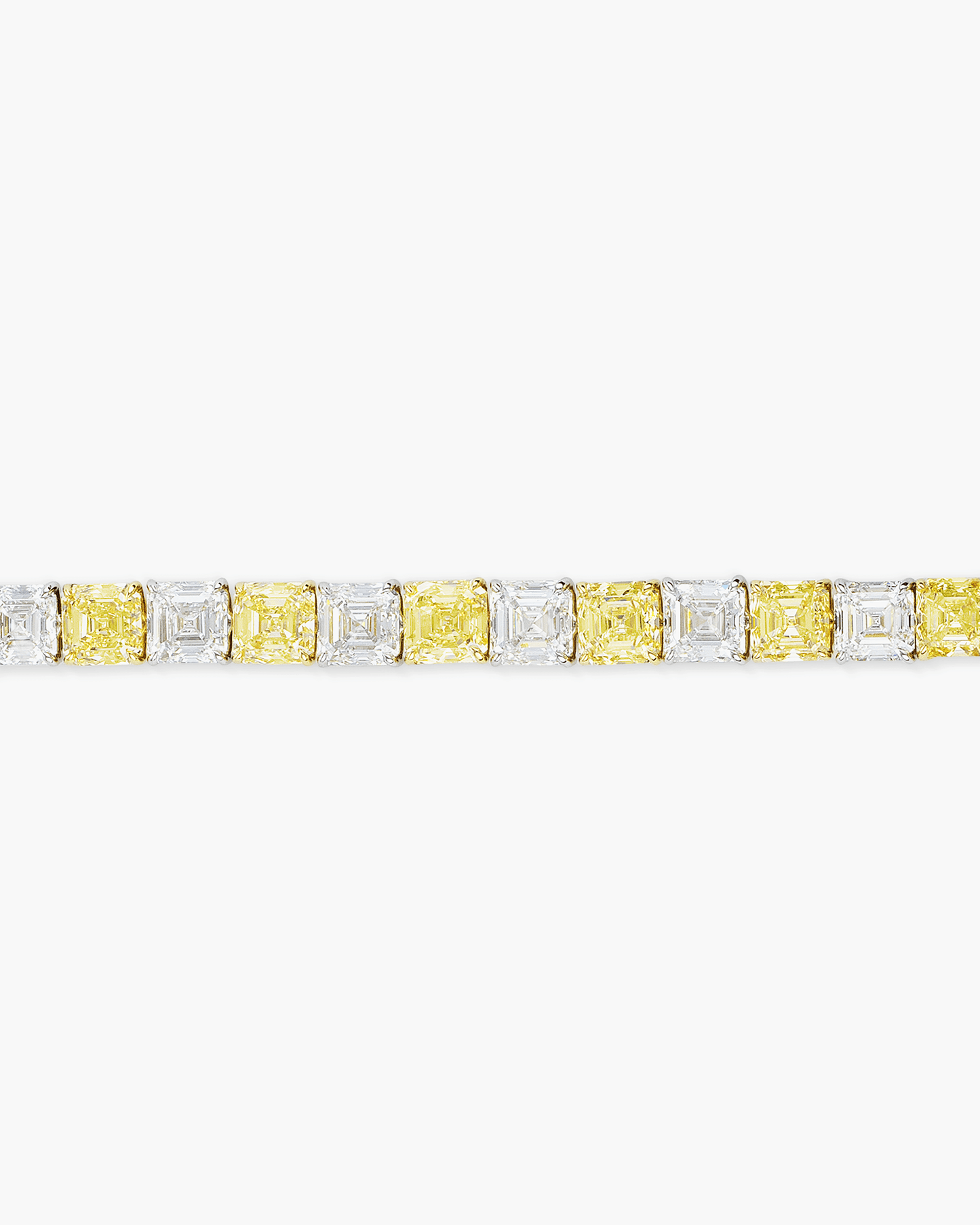 Asscher Cut Yellow and White Diamond Bracelet