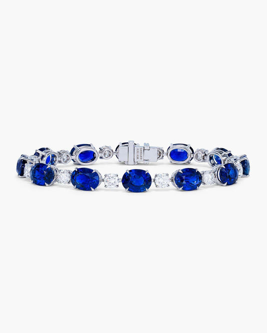 Oval Shape Sapphire and Diamond Bracelet (1.70 carat)