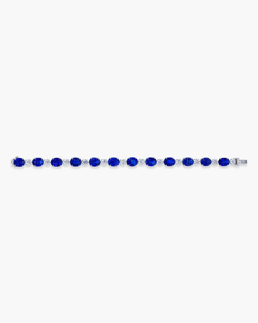 Oval Shape Sapphire and Diamond Bracelet (1.70 carat)