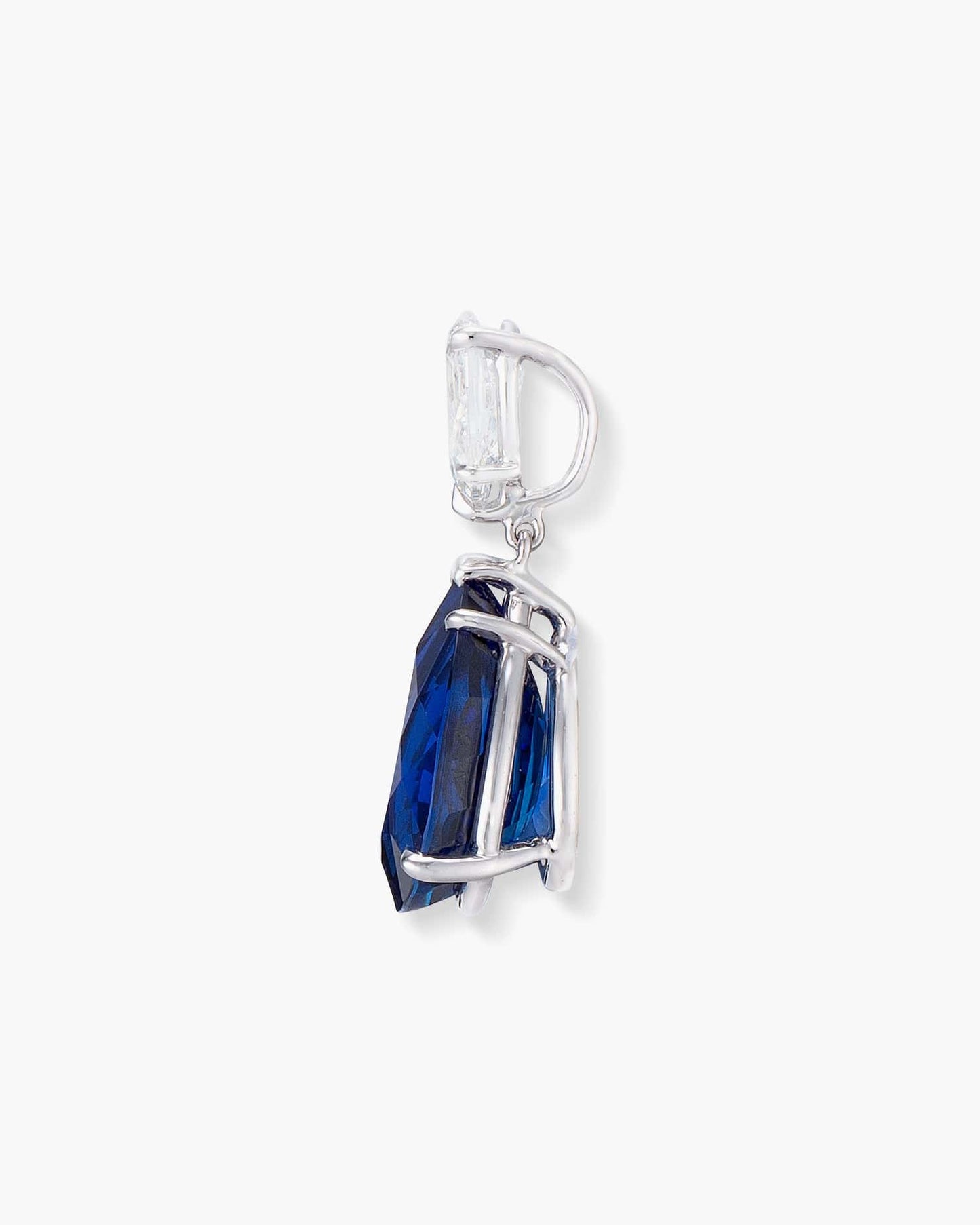 4.35 carat Pear Shape Ceylon Sapphire and Diamond Pendant Necklace