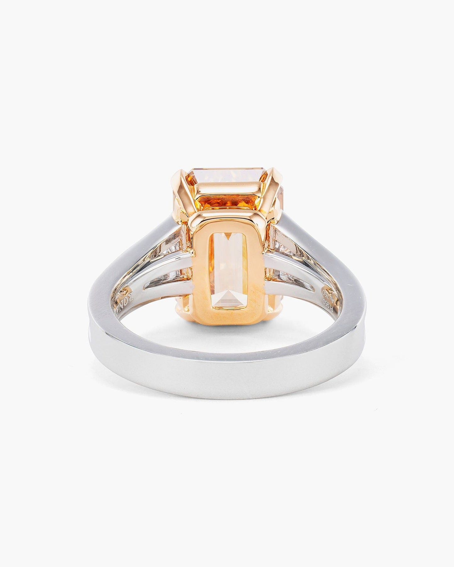 5.30 carat Emerald Cut Brown and White Diamond Ring