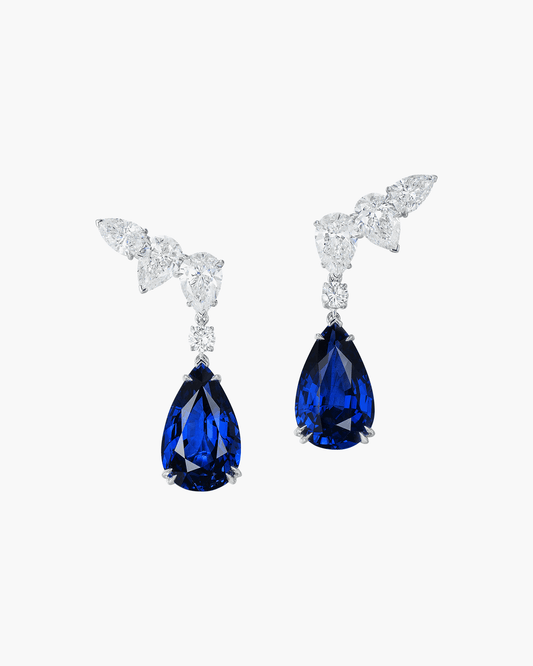 10.12 carat Pear Shape Ceylon Sapphire and Diamond Earrings