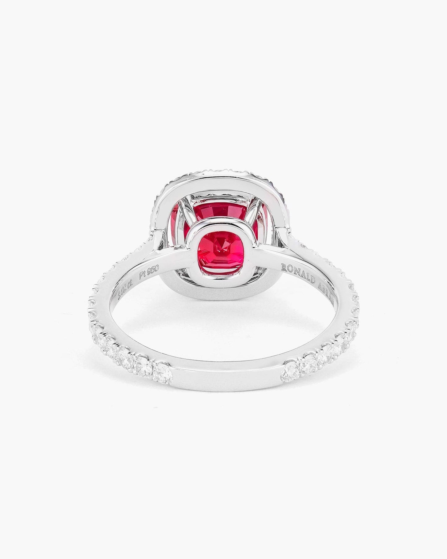 3.02 carat Cushion Cut Burmese Ruby and Diamond Ring