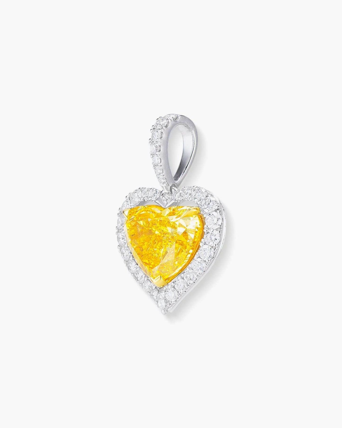 1.50 carat Heart Shape Yellow and White Diamond Pendant Necklace