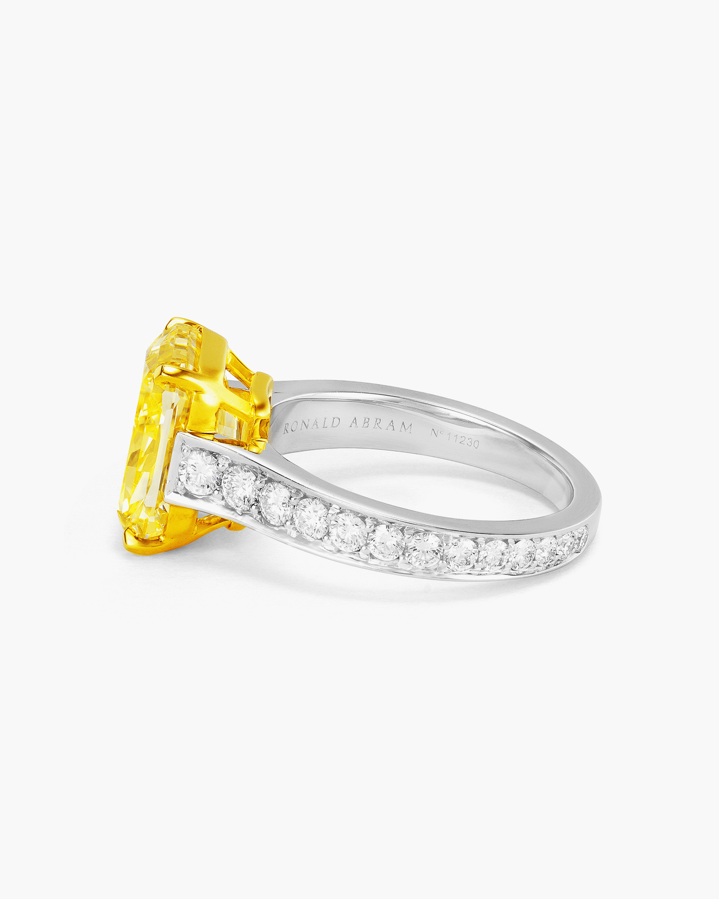 5.02 carat Radiant Cut Yellow and White Diamond Ring