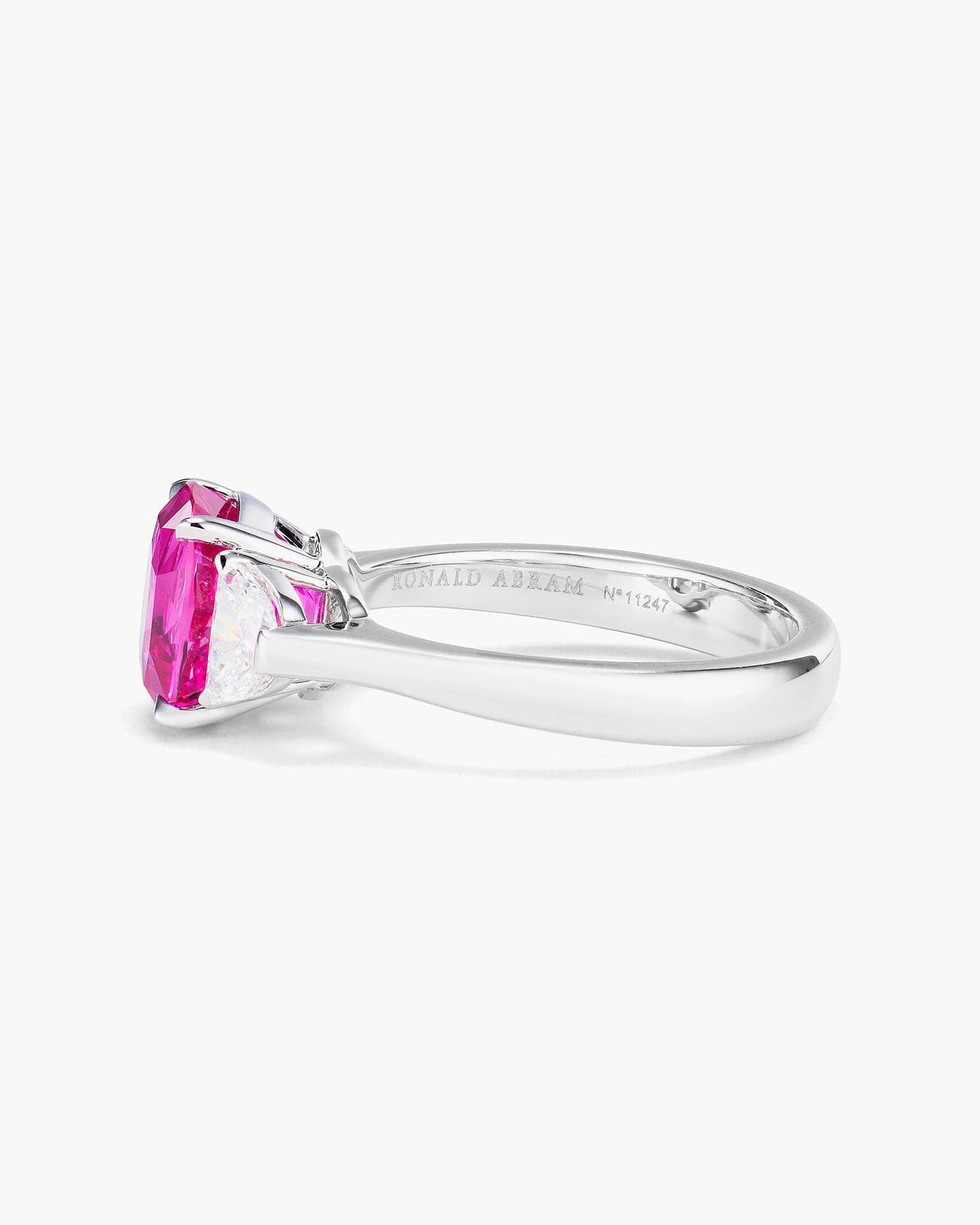 3.43 carat Cushion Cut Ceylon Pink Sapphire and Diamond Ring