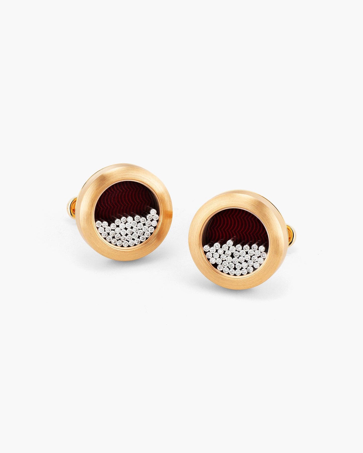 Diamond and Red Enamel Floating Cufflinks
