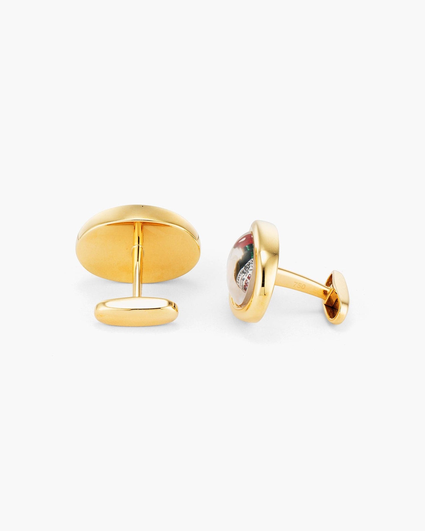 Mother of Pearl and Crystal Hand Painted Wine Cufflinks