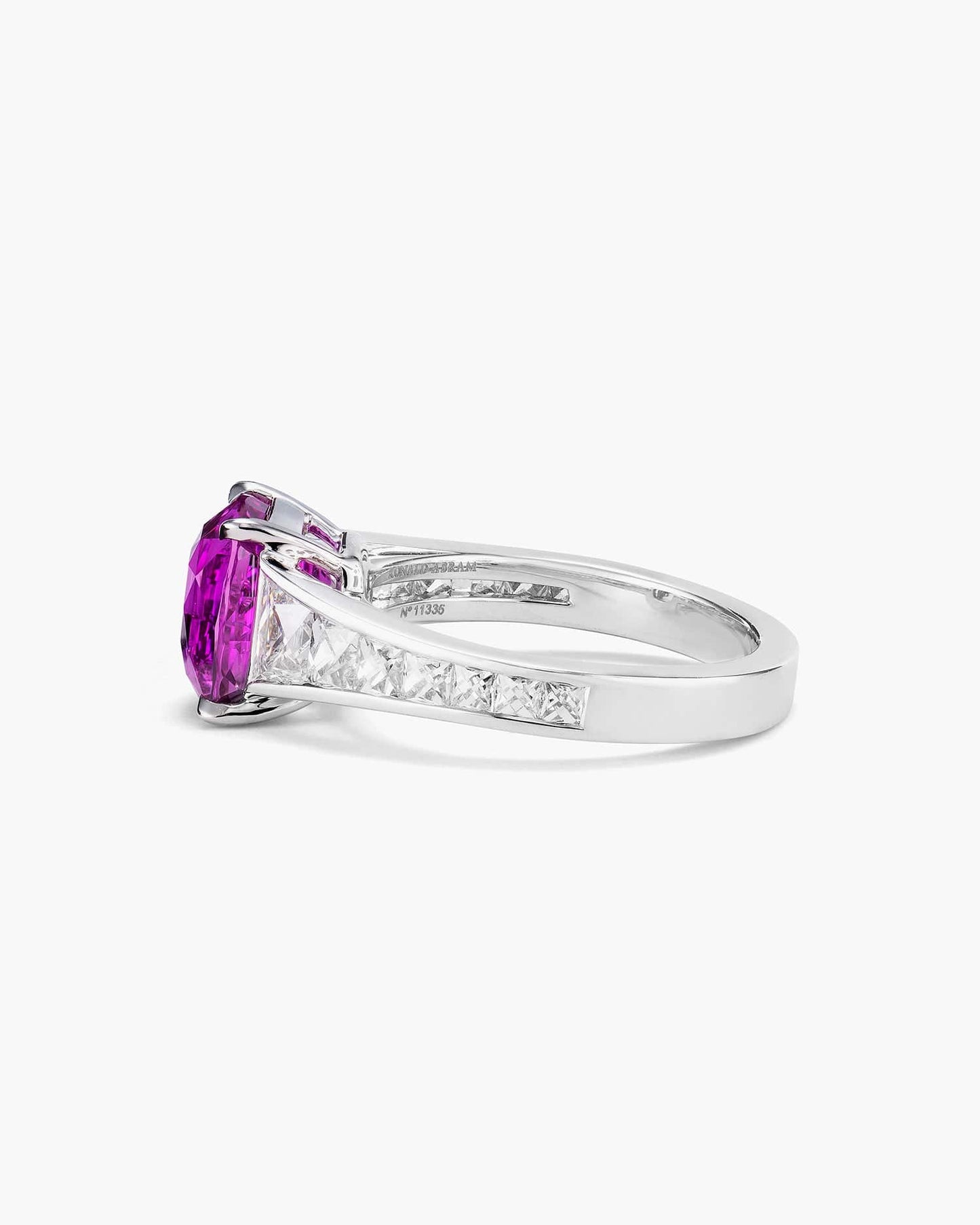 4.10 carat Cushion Cut Madagascar Pink Sapphire and Diamond Ring