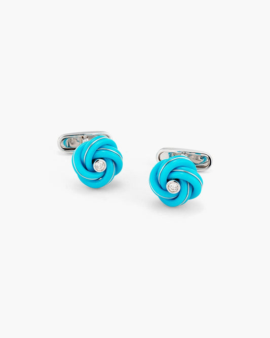Turquoise and Diamond Knot Cufflinks