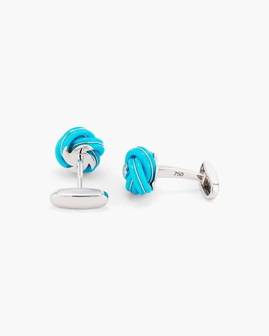 Turquoise and Diamond Knot Cufflinks