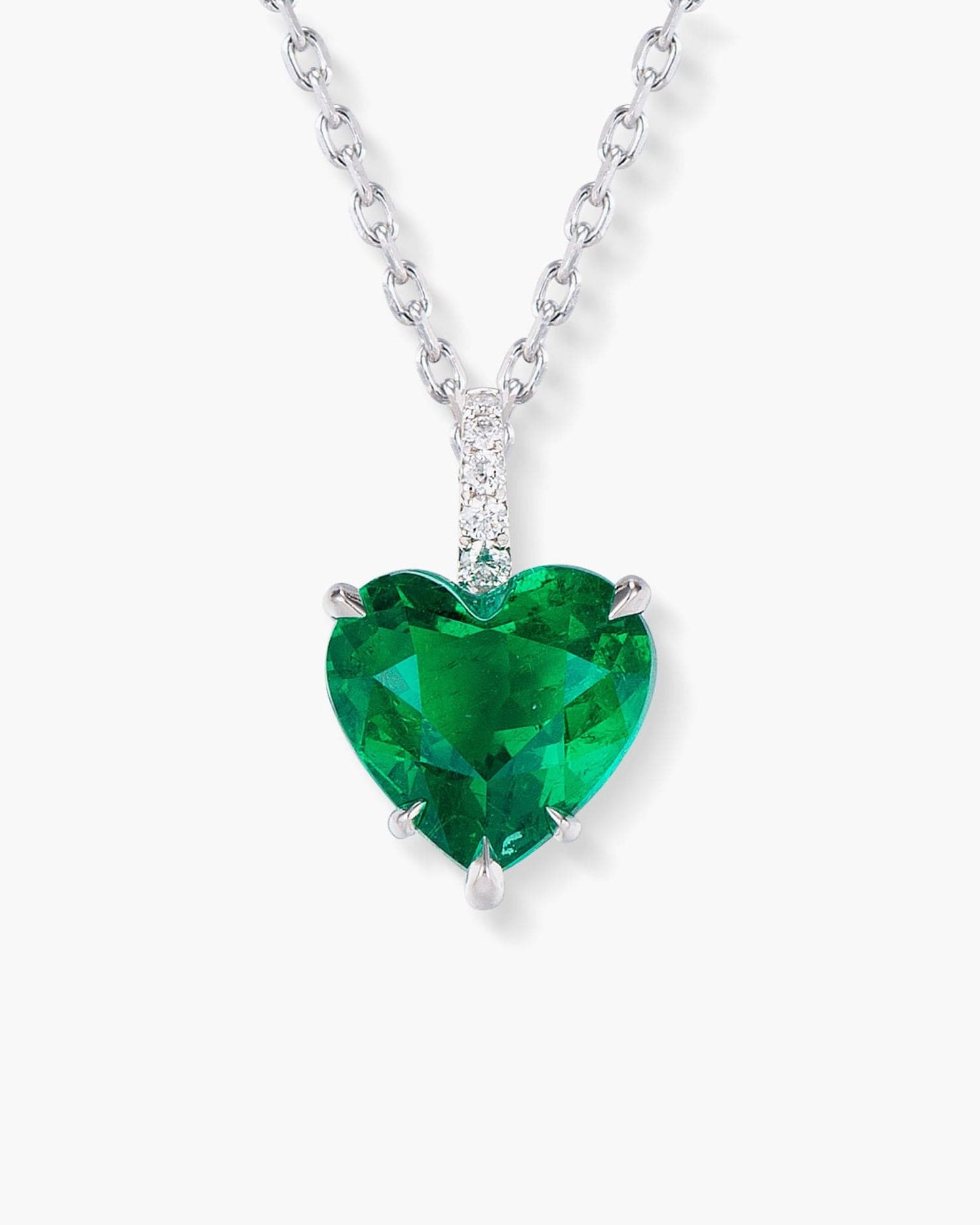 2.14 carat Heart Shape Colombian Emerald Pendant Necklace