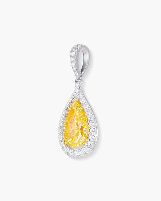1.24 carat Pear Shape Yellow and White Diamond Pendant Necklace