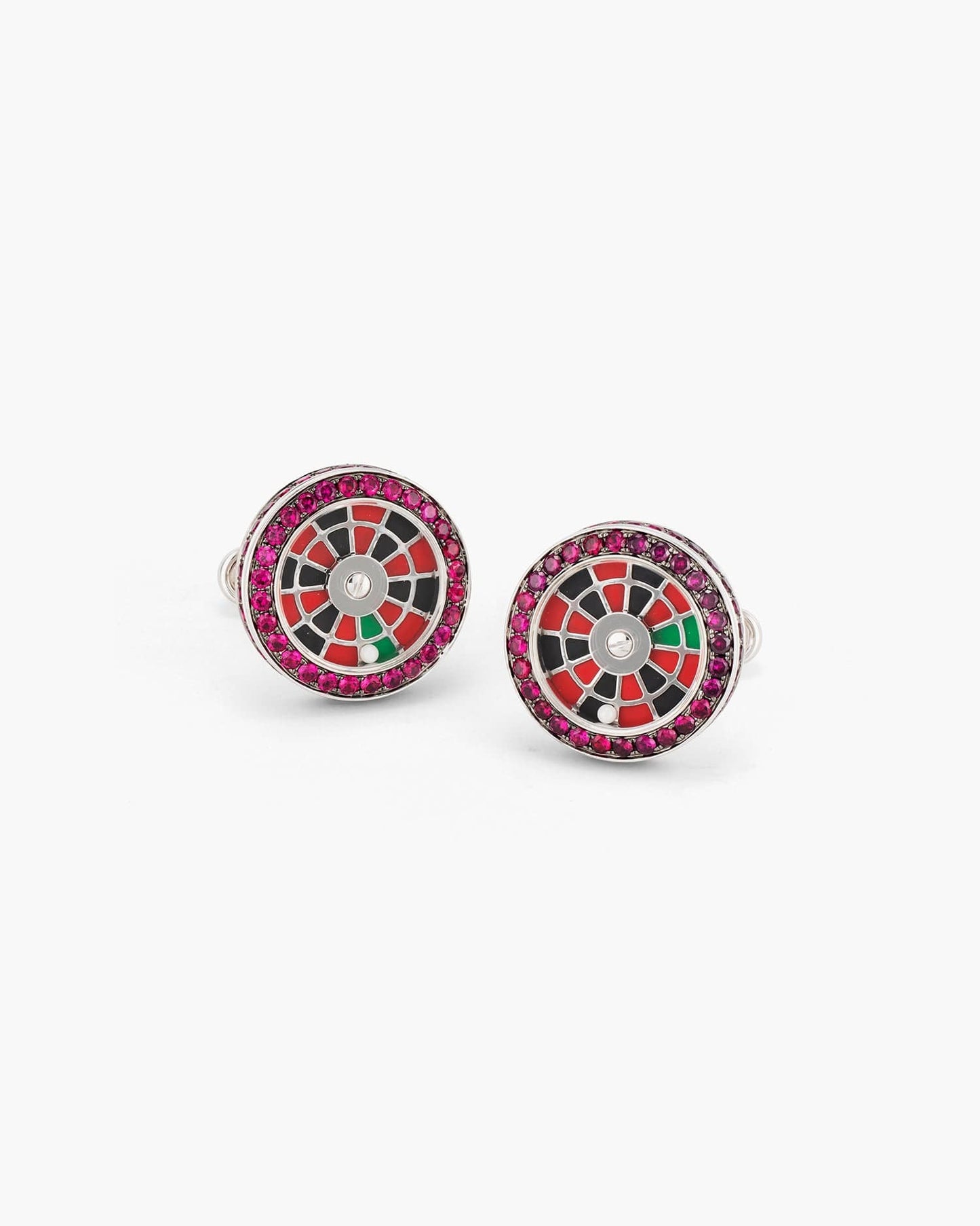 Ruby and Enamel Roulette Wheel Cufflinks