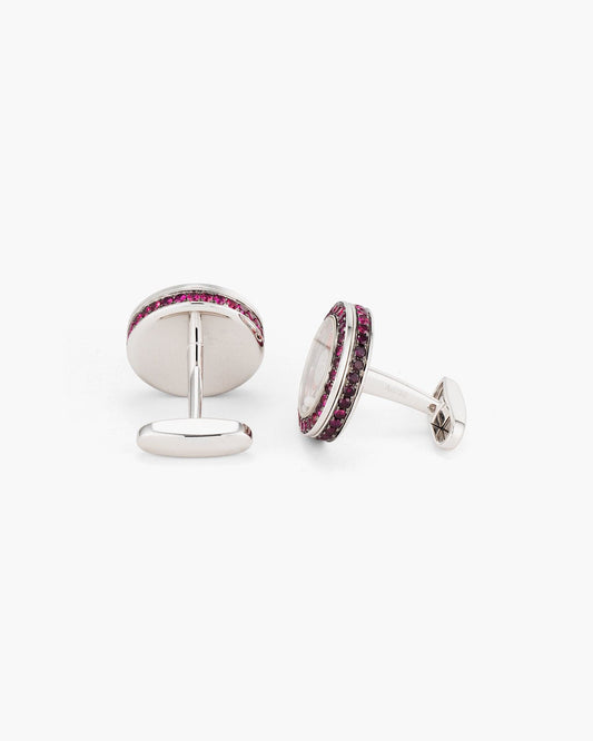 Ruby and Enamel Roulette Wheel Cufflinks