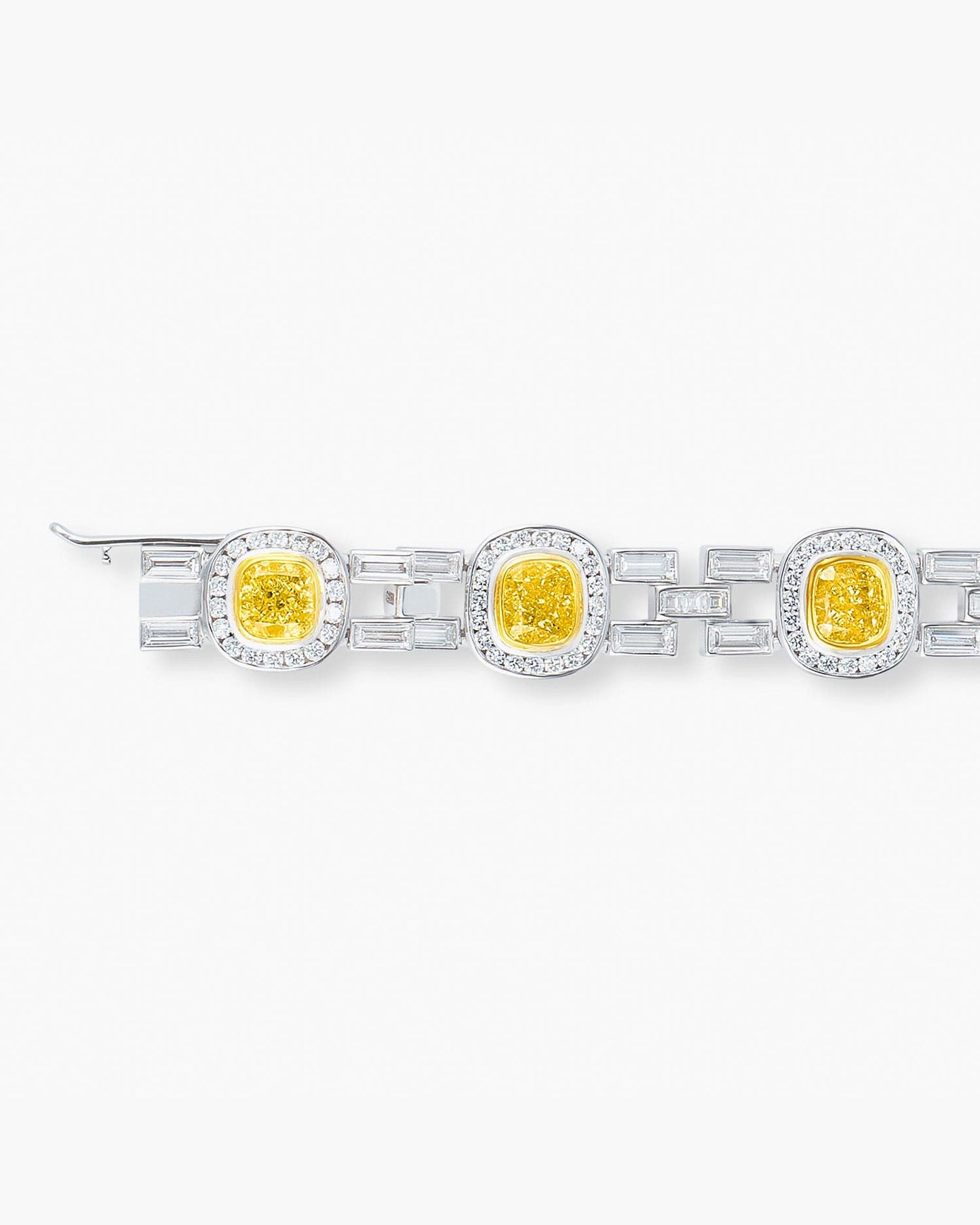 Cushion Cut Yellow and White Diamond Bracelet (0.70 ct)