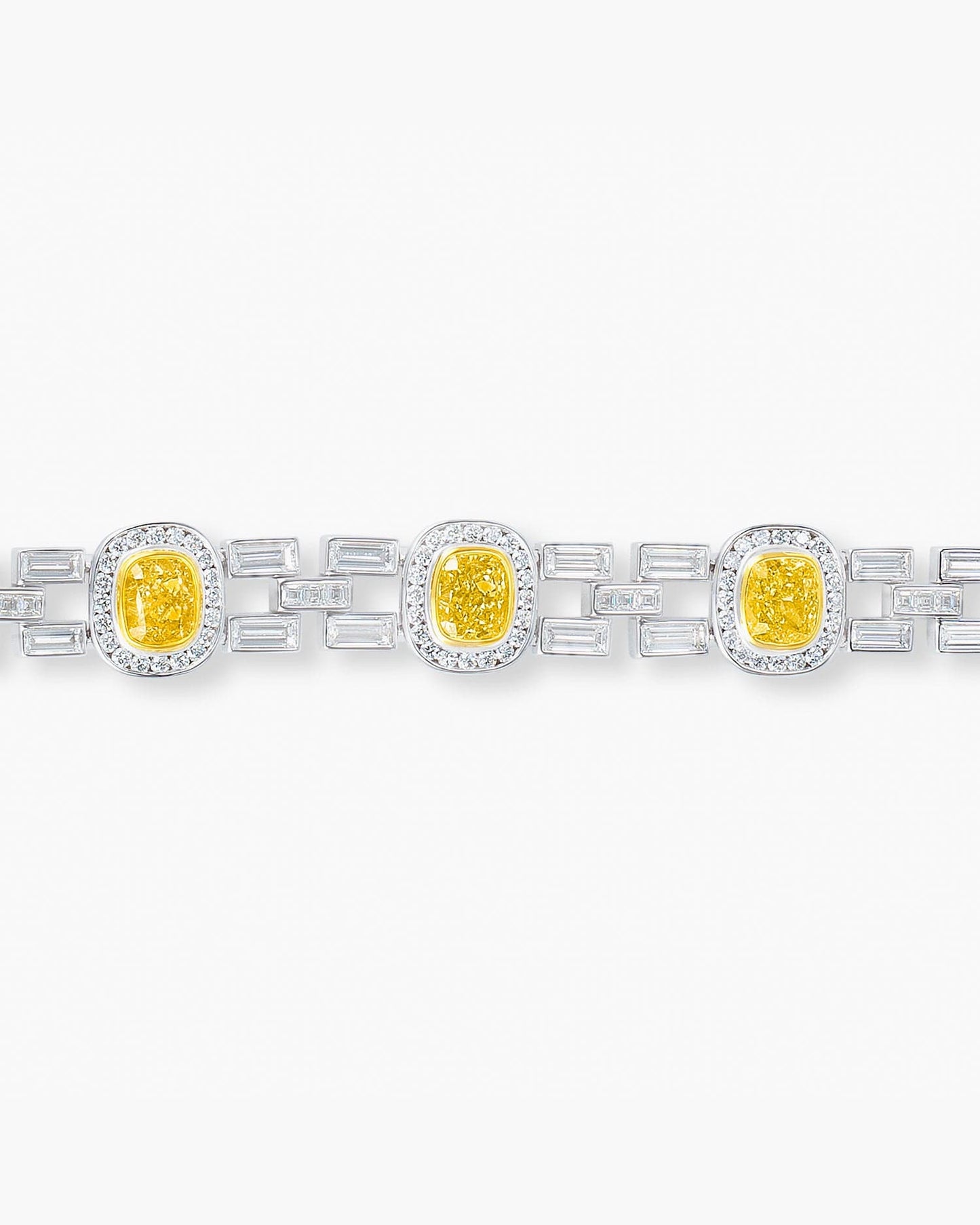 Cushion Cut Yellow and White Diamond Bracelet (0.70 ct)