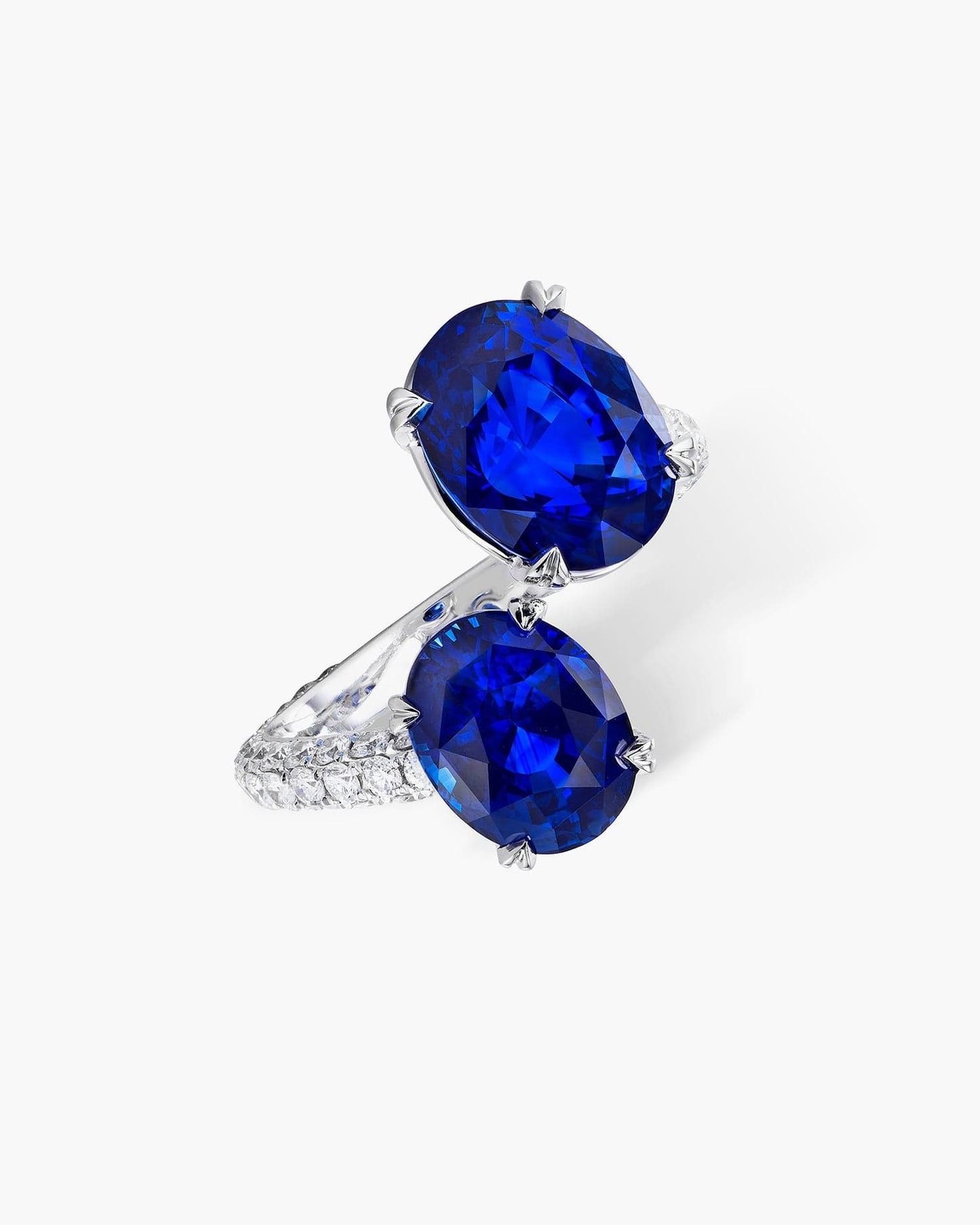 Oval Shape Ceylon Sapphire and Diamond Toi-et-Moi Ring