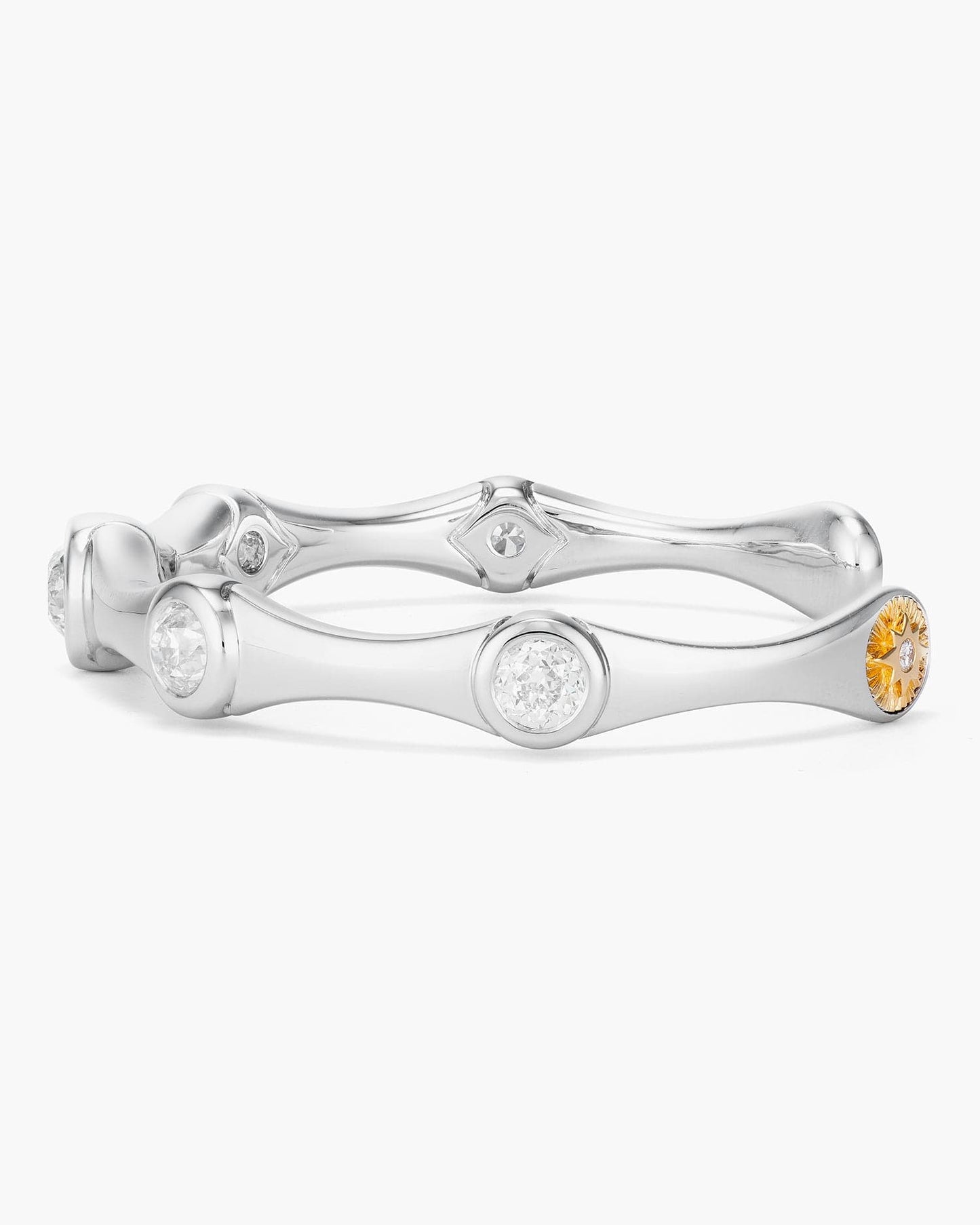 Old European Cut Diamond Bamboo Bangle