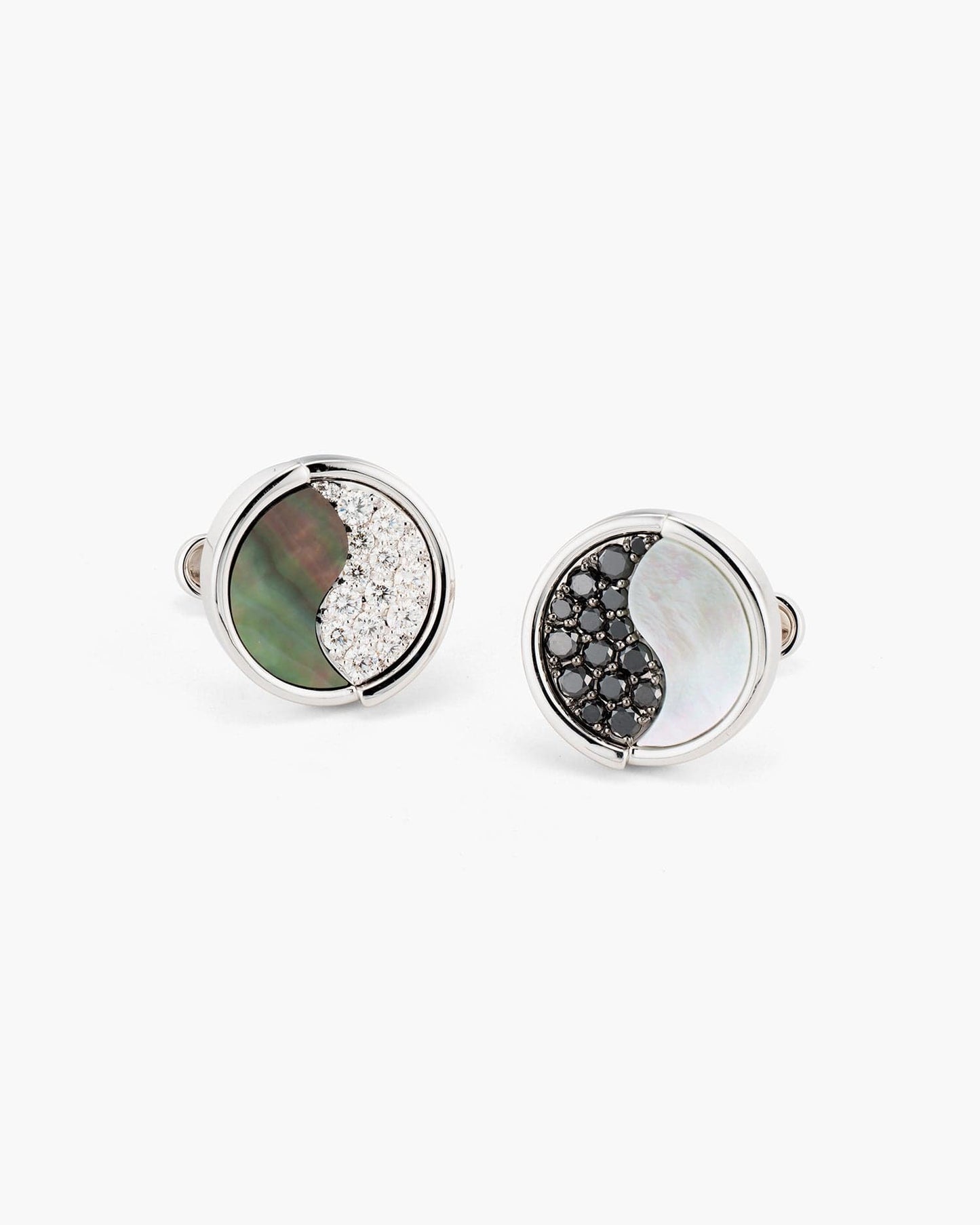 White and Black Diamond Yin Yang Cufflinks