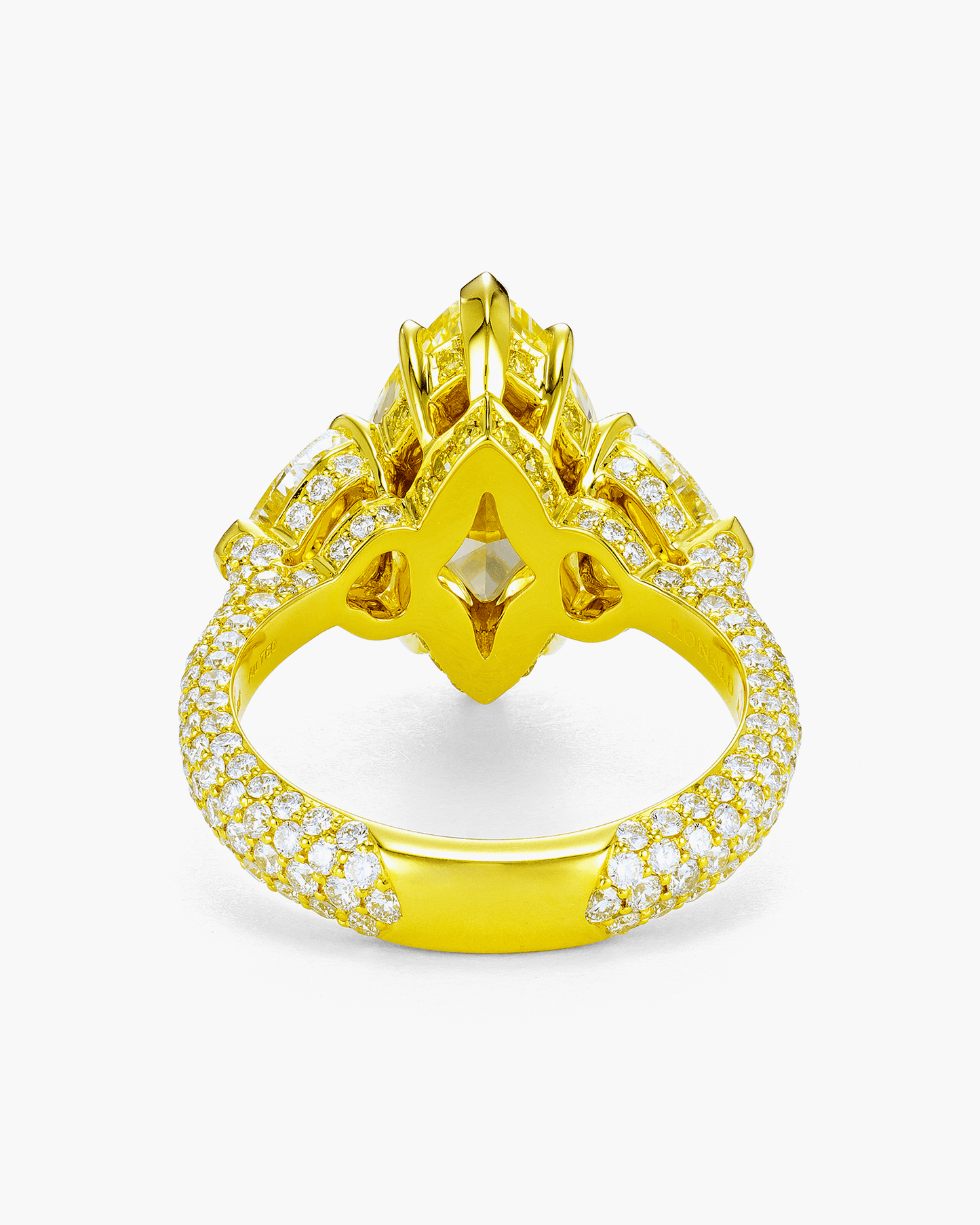 4.53 carat Marquise Shape Yellow and White Diamond Ring