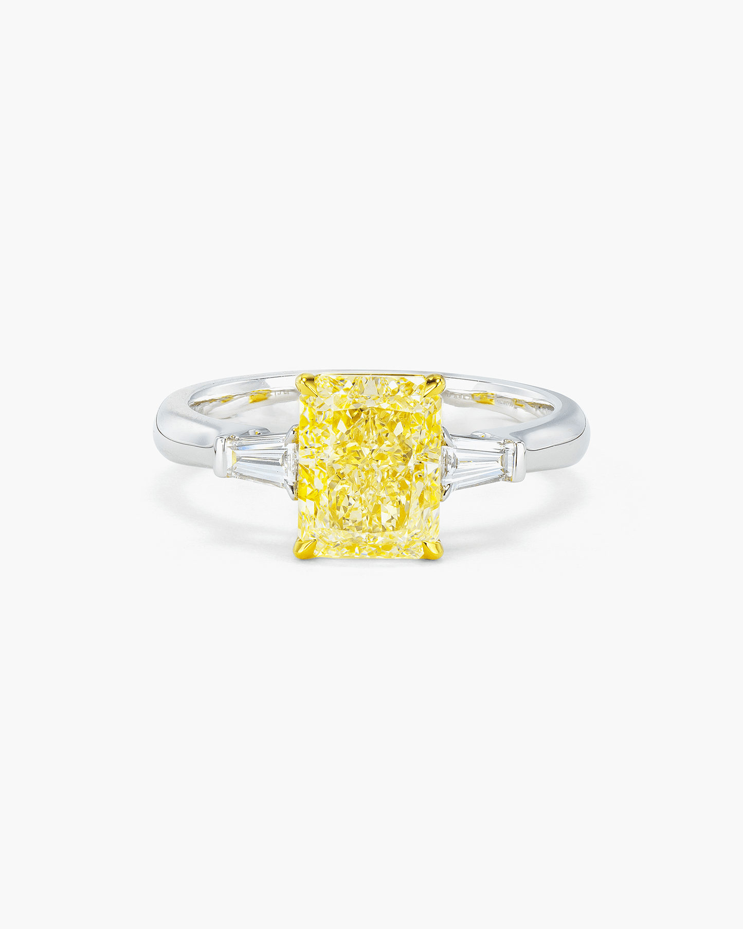 2.15 carat Radiant Cut Yellow and White Diamond Ring