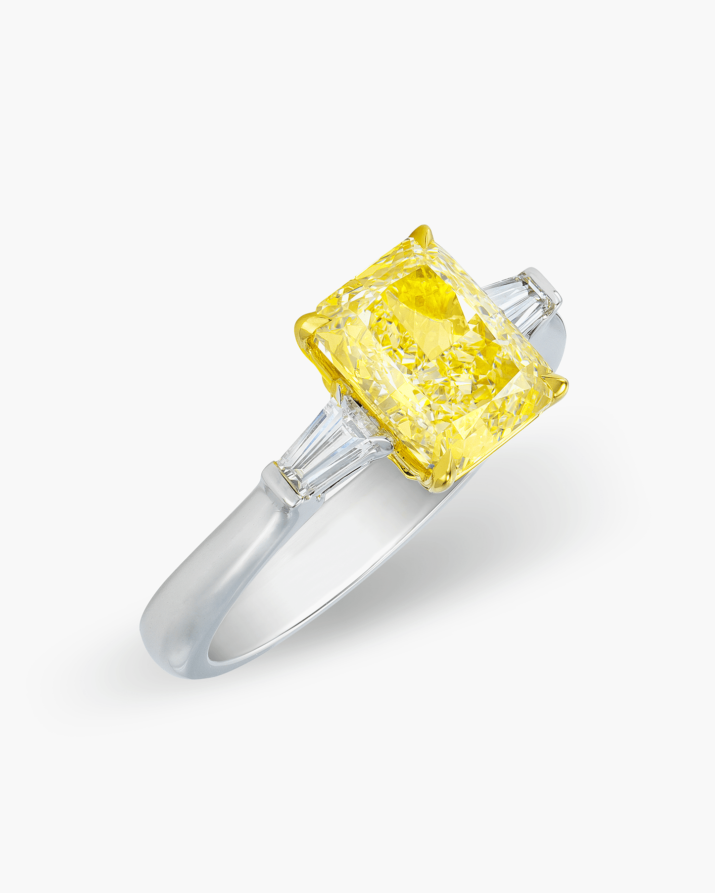2.15 carat Radiant Cut Yellow and White Diamond Ring