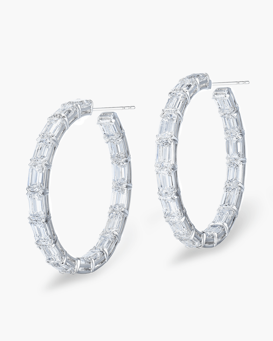 Emerald Cut Diamond Hoop Earrings (1.00 carat)
