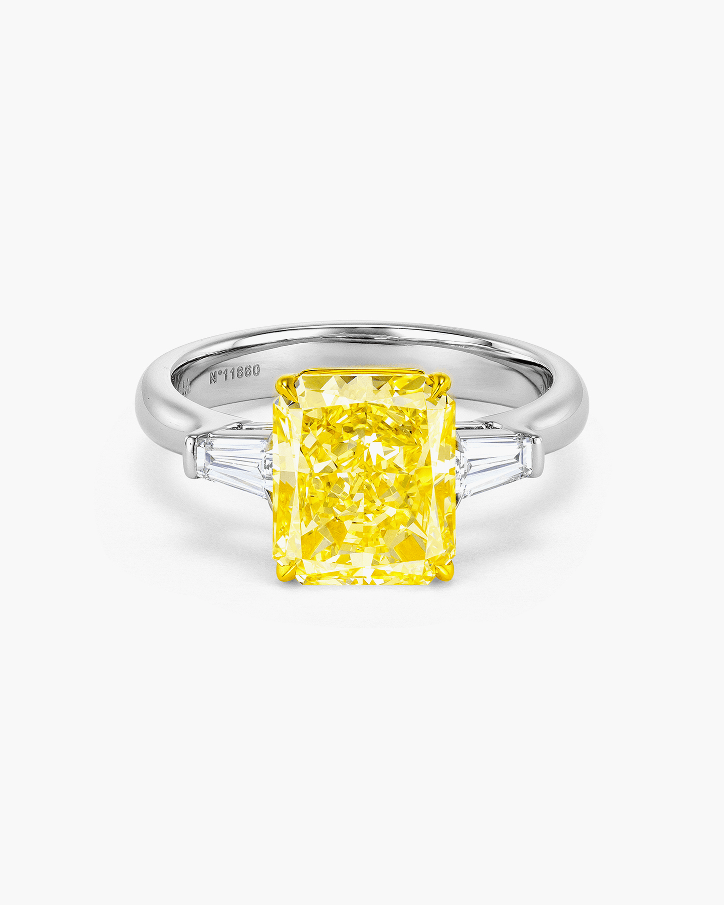 3.21 carat Radiant Cut Yellow and White Diamond Ring