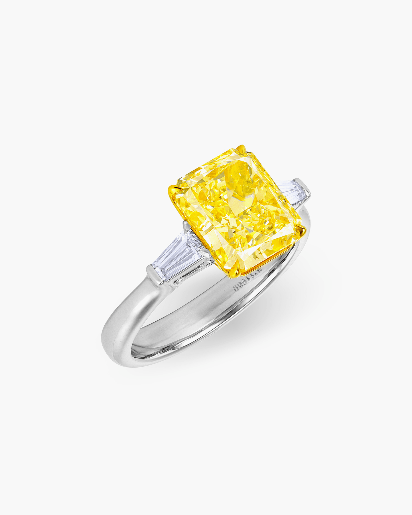 3.21 carat Radiant Cut Yellow and White Diamond Ring