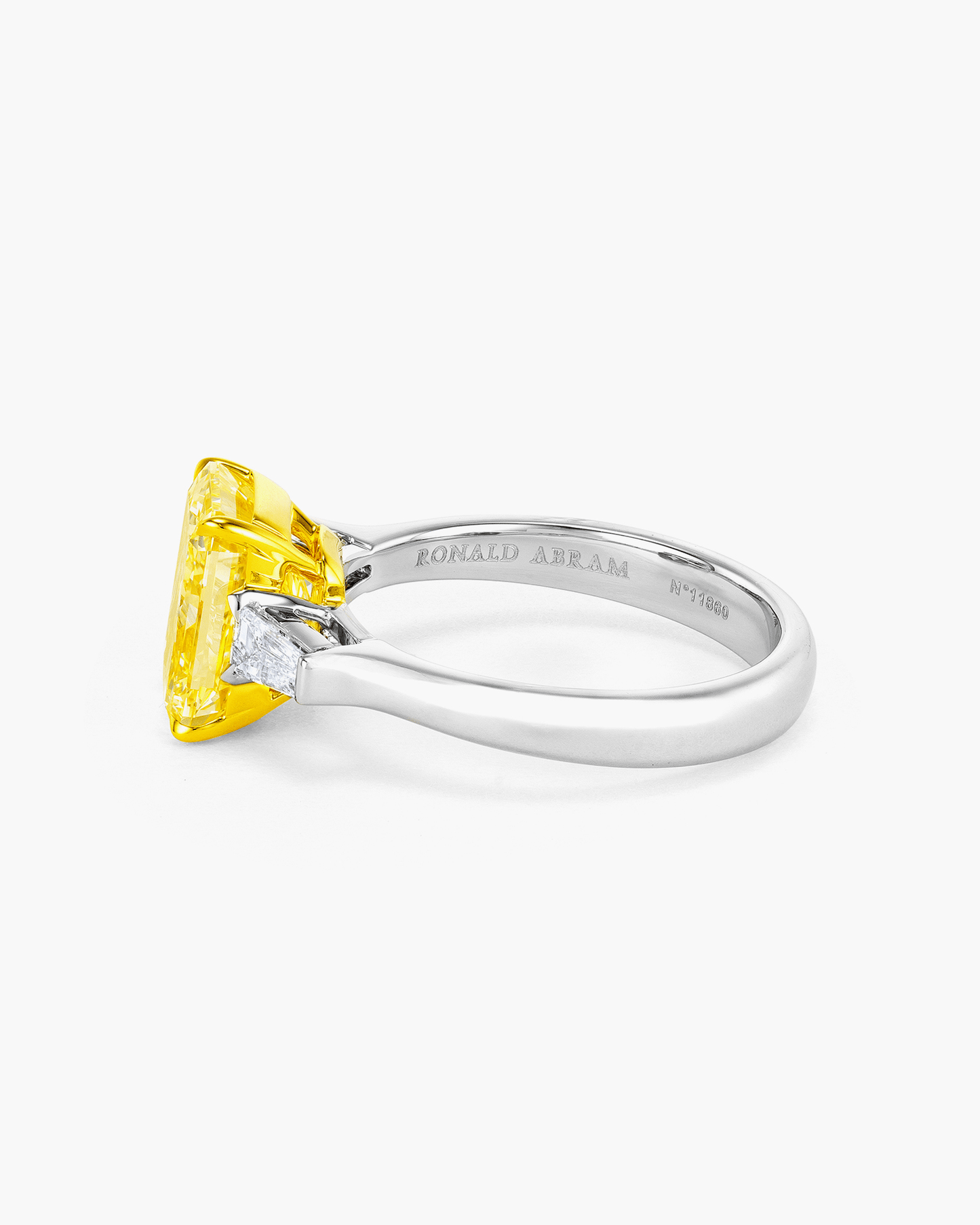 3.21 carat Radiant Cut Yellow and White Diamond Ring