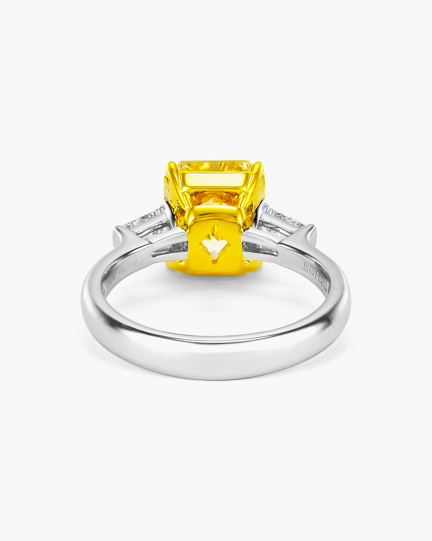 3.21 carat Radiant Cut Yellow and White Diamond Ring