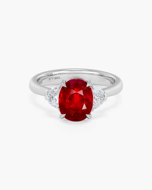 3.07 carat Oval Shape Burmese Ruby and Diamond Ring