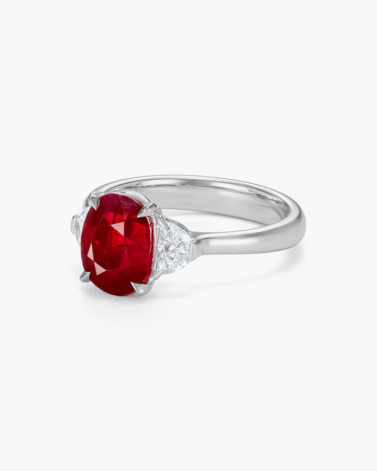 3.07 carat Oval Shape Burmese Ruby and Diamond Ring