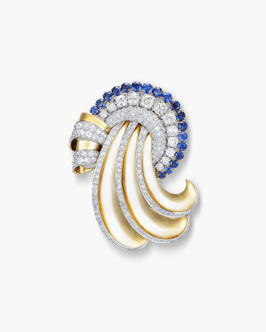 Art Deco Diamond and Sapphire Brooch by Mauboussin