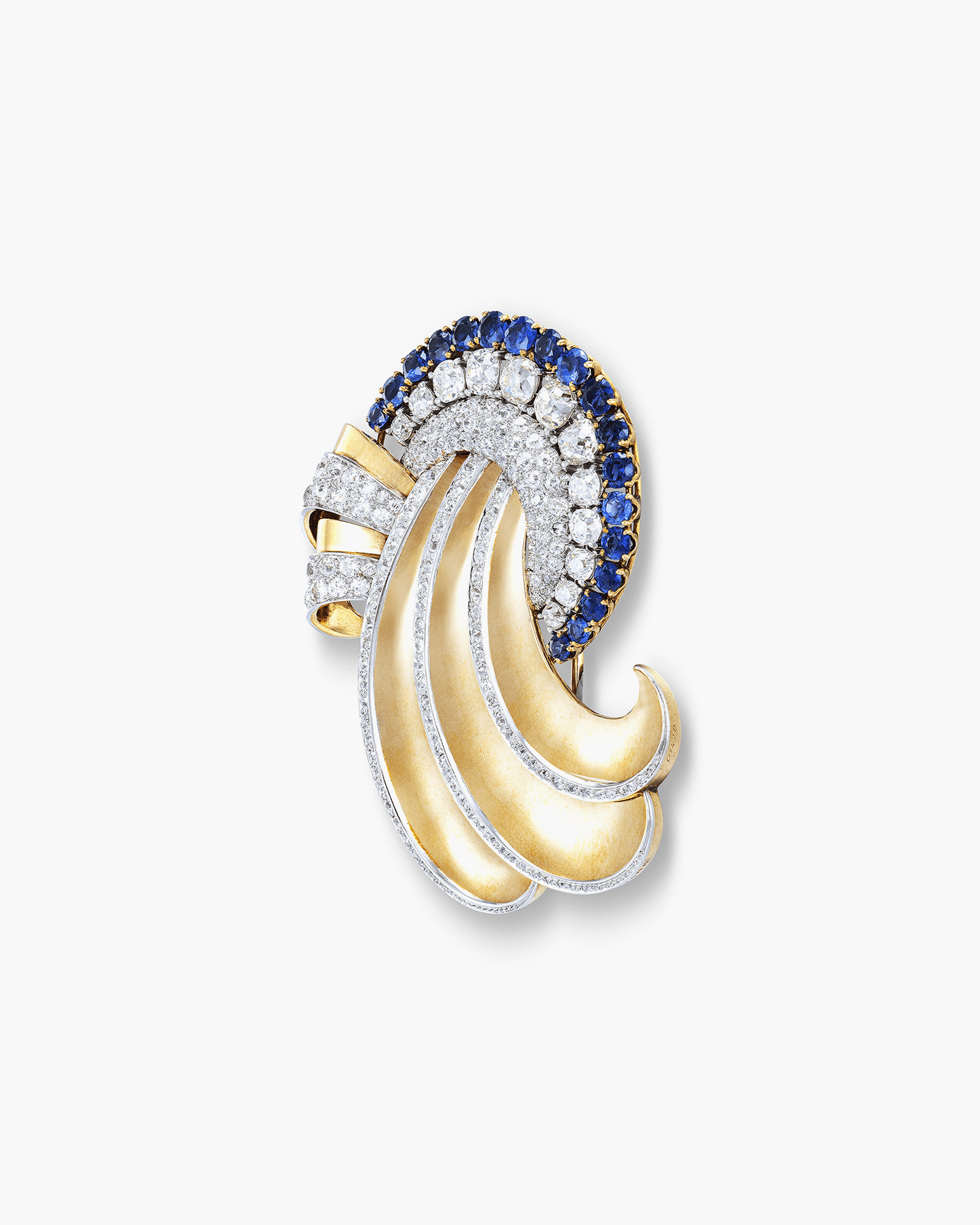 Art Deco Diamond and Sapphire Brooch by Mauboussin