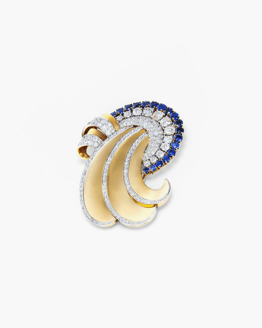 Art Deco Diamond and Sapphire Brooch by Mauboussin