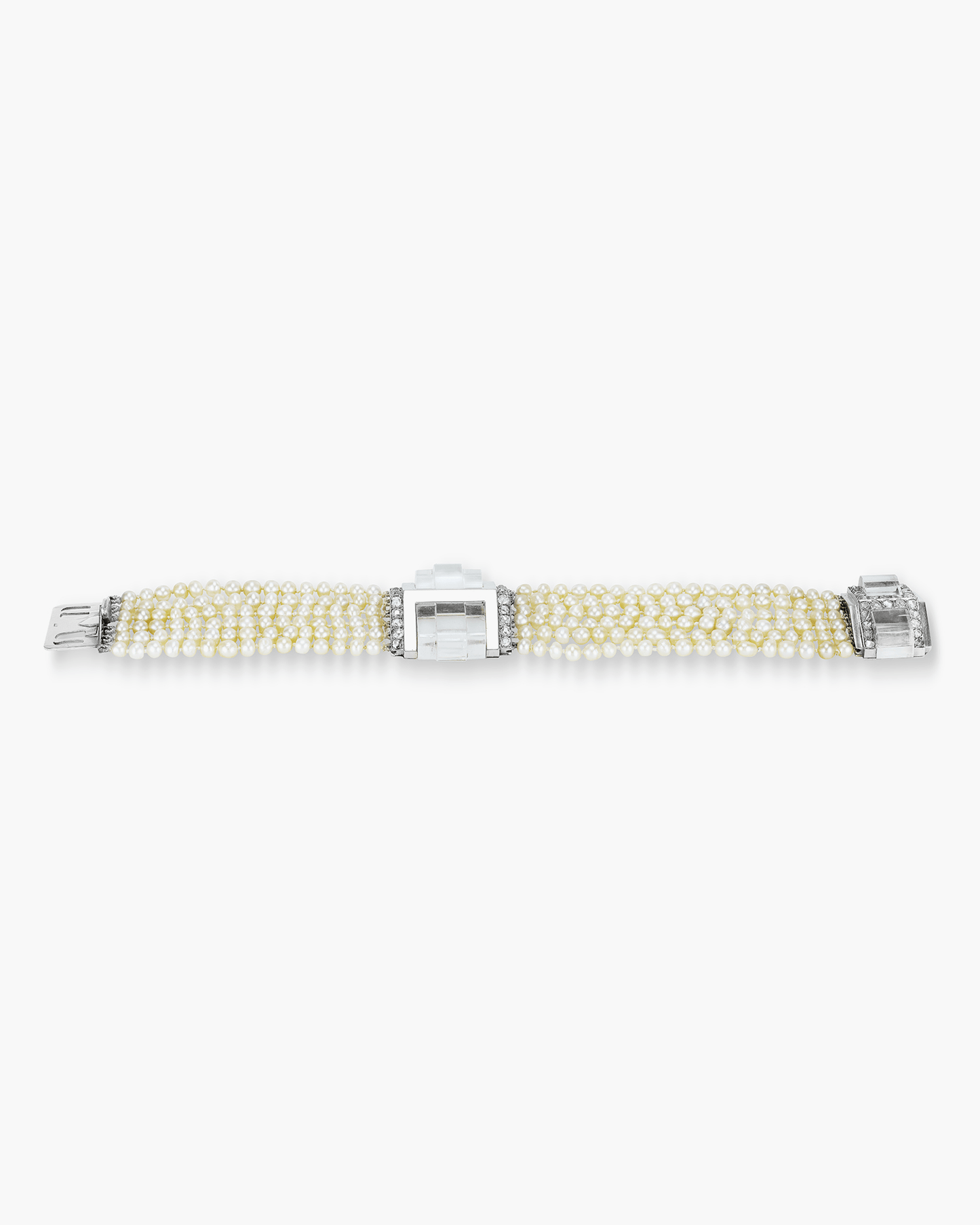 Art Deco Diamond, Pearl and Rock Crystal Bracelet by Boucheron