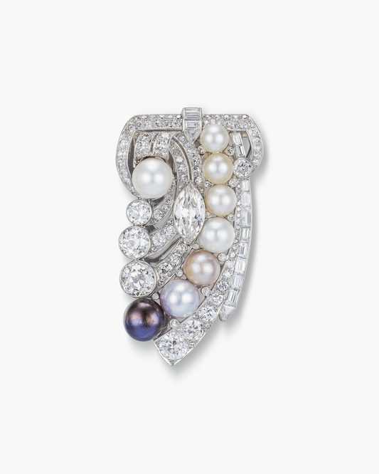 Art Deco Pearl and Diamond Brooch