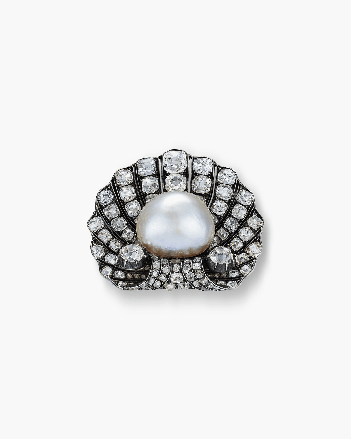 Victorian Natural Pearl and Diamond Brooch