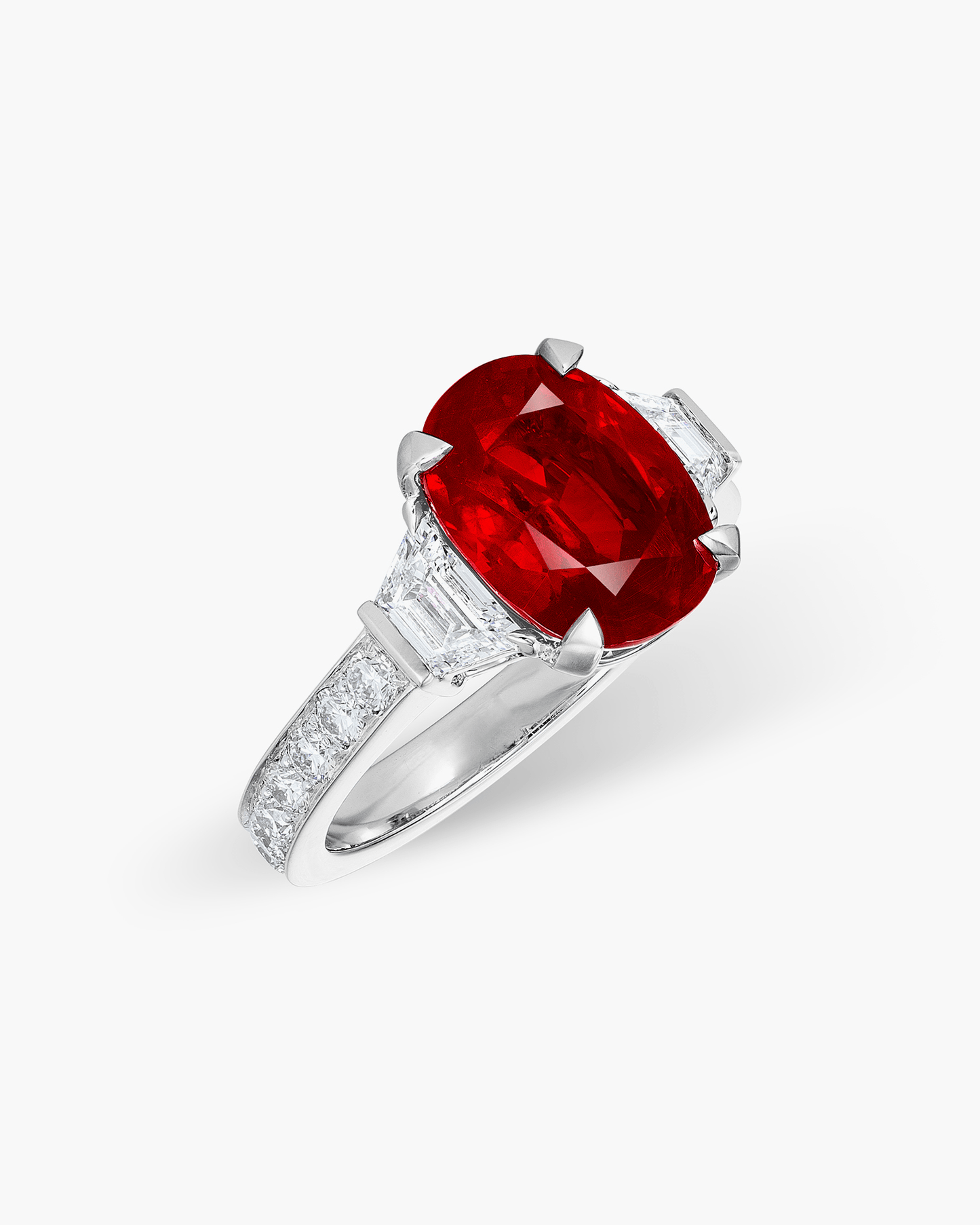 4.39 carat Oval Shape Burmese Ruby and Diamond Ring