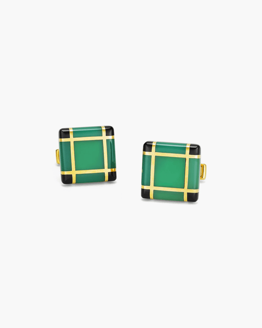 Jade and Onyx Checkerboard Cufflinks