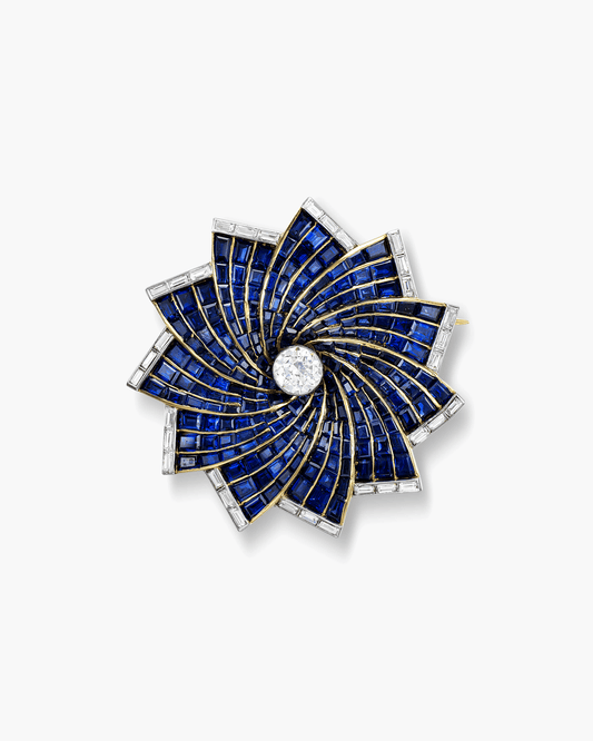 Estate Sapphire and Diamond Brooch